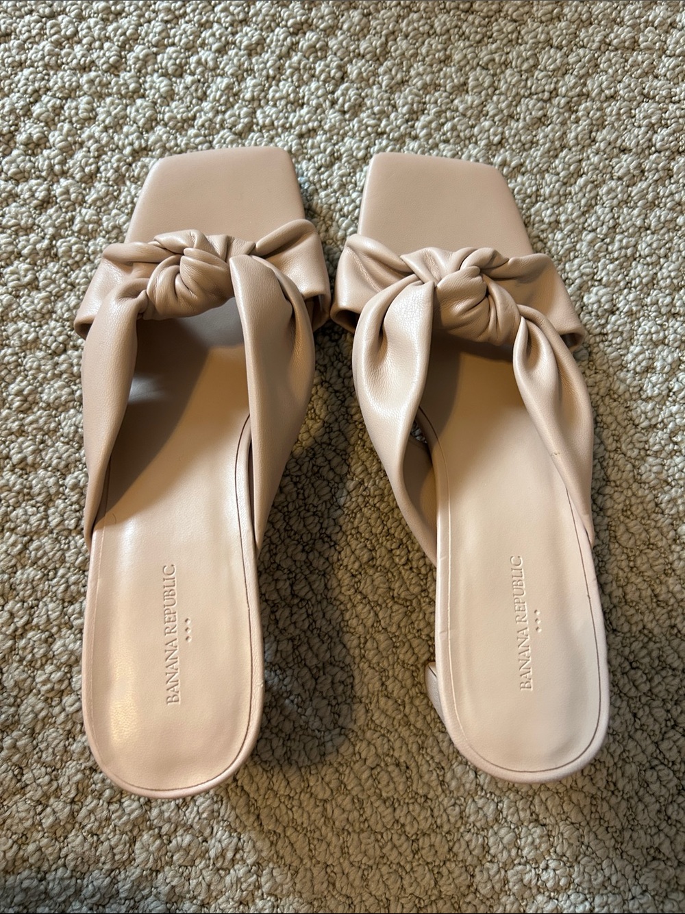Banana Republic Nude Blush Knotted Square-Toe Slide Sandals
